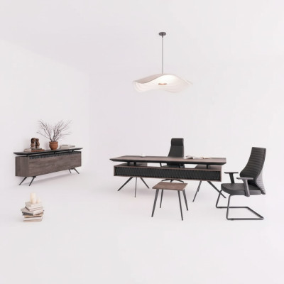 Salle d'étude Bureau Bureau Table basse Buffet Moderne Bois Marron