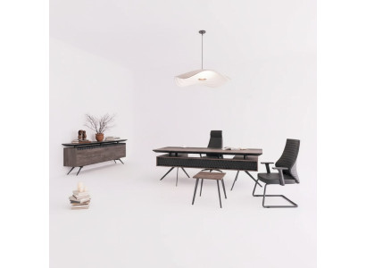 Salle d'étude Bureau Bureau Table basse Buffet Moderne Bois Marron