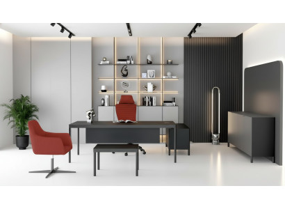 Bureau d'angle Buffet Table basse Salle d'étude Moderne Bois Noir