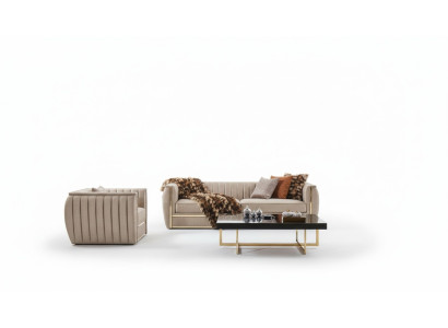 Ensemble de canapé design 3+1 Table basse Canapé Revêtement Beige Canapé neuf