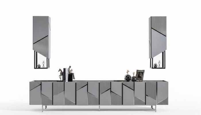 Meuble TV bas + 2 étagères buffet meuble TV bas salon bois moderne neuf