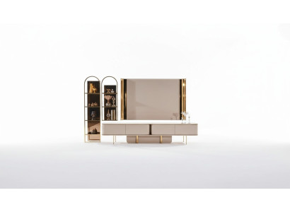 Salle de séjour Luxe télé Armoire TV Meuble Armoires Bois Meuble bas nouveau beige