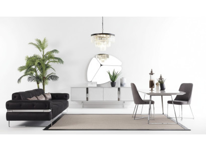 Salle à manger Ensemble Canapé Table 4x Chaise Set Buffet Miroir Mobilier 8 pièces