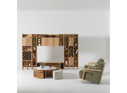 Set de meubles de salon Fauteuil design 2x Unité murale Table basse