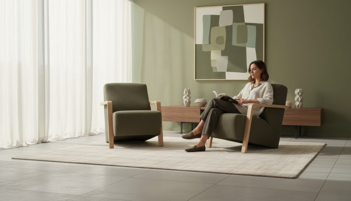 Fauteuil design une place pour le salon Confortable Rembourrage Mobilier vert