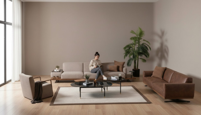 Luxueux ensemble de canapés, canapé 4+3+1 fauteuil 2x table basse 4 pièces