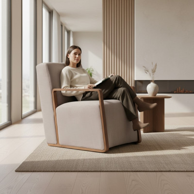 Fauteuil 1 place Canapé Tissu Tissu Canapés Rembourrage Mobilier de design Gris nouveau