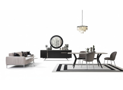 Ensemble de salle à manger de luxe 7 pièces de style loft, table, commode, 4 chaises.