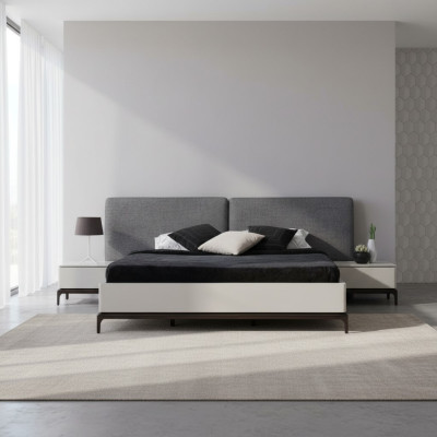 Ensemble de chambre de luxe moderne Lit + 2x Table de nuit Mobilier de chambre d'hôtel Lits Loft