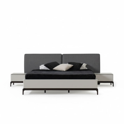 Ensemble de chambre de luxe moderne Lit + 2x Table de nuit Mobilier de chambre d'hôtel Lits Loft