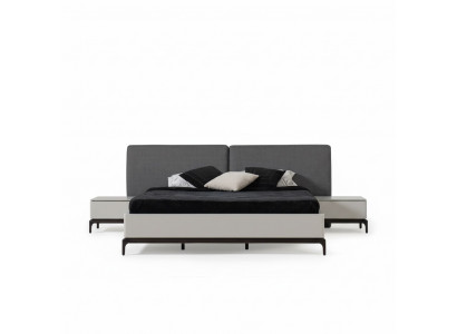 Ensemble de chambre de luxe moderne Lit + 2x Table de nuit Mobilier de chambre d'hôtel Lits Loft