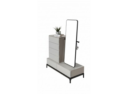 Commode Ensemble de salon Commode avec miroir Bois Moderne Blanc