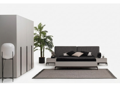 Lit Rembourrage Design Luxe Lits Doubles d'Hôtel Meubles en Bois Gris Clair Loft