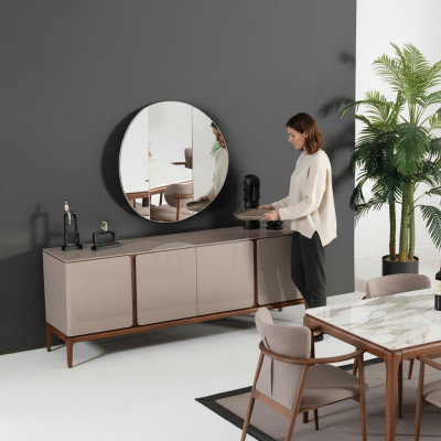 Meuble d'appoint de salon Miroir Buffet en bois avec style métal noir Commode