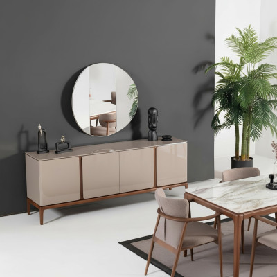 Meuble d'appoint de salon Miroir Buffet en bois avec style métal noir Commode