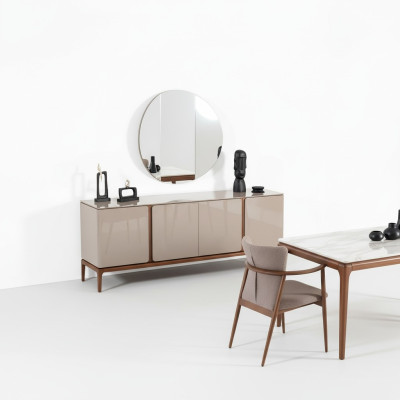 Meuble d'appoint de salon Miroir Buffet en bois avec style métal noir Commode