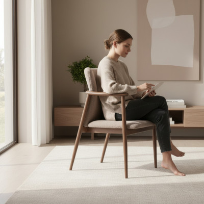 Salle à manger Chaise Design Tissu rembourré Style Textile Fauteuil inclinable moderne