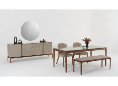 Salle à manger Ensemble de salle à manger Table 4x chaises Tabouret Buffet Miroir 8 pièces.