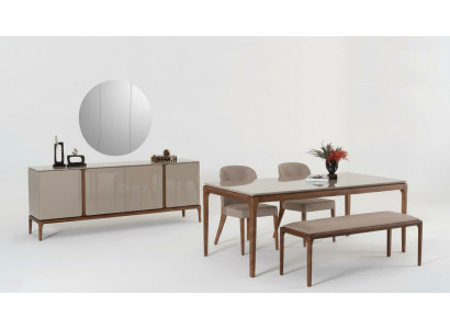 Salle à manger Ensemble de salle à manger Table 4x chaises Tabouret Buffet Miroir 8 pièces.
