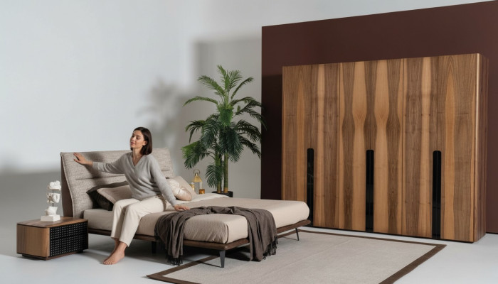 Collection de meubles de chambre de style italien moderne - ensemble de 4 pièces en gris