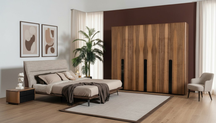 Collection de meubles de chambre de style italien moderne - ensemble de 4 pièces en gris