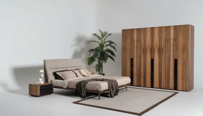 Collection de meubles de chambre de style italien moderne - ensemble de 4 pièces en gris