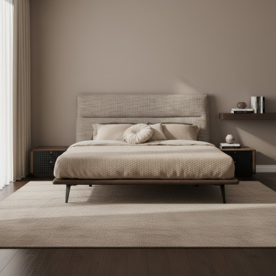 Design de chambre Loft moderne Conception de lit de chambre Lits de luxe Mobilier de style Rembourrage gris nouveaux