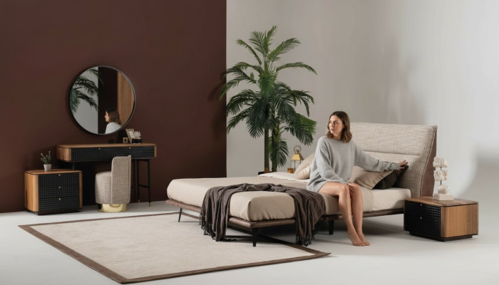 Ensemble de chambre complet Lit Coiffeuse Miroir Tabouret 6 pièces.