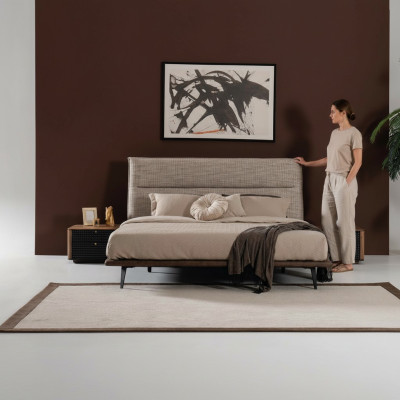 Chambre à coucher italienne Lit 2x Table de chevet 3 pièces Style moderne de luxe