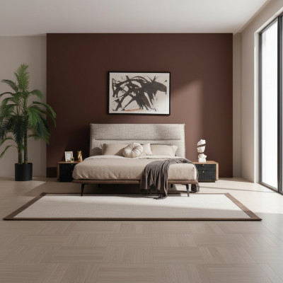 Chambre à coucher italienne Lit 2x Table de chevet 3 pièces Style moderne de luxe