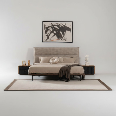 Chambre à coucher italienne Lit 2x Table de chevet 3 pièces Style moderne de luxe