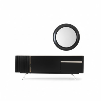 Salon Buffet Miroir Buffet Bois avec style Métal noir