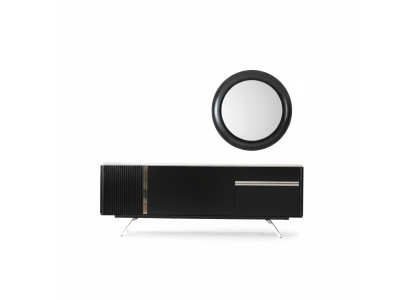 Salon Buffet Miroir Buffet Bois avec style Métal noir