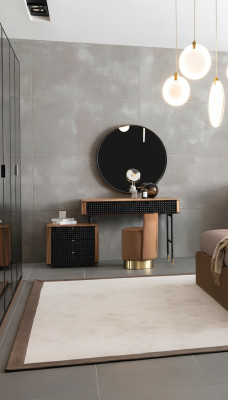 Chambre Coiffeuse Miroir Tabouret Ensemble complet nouveau 3 pièces marron