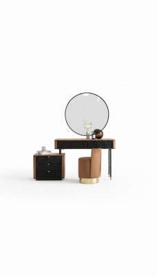 Chambre Coiffeuse Miroir Tabouret Ensemble complet nouveau 3 pièces marron