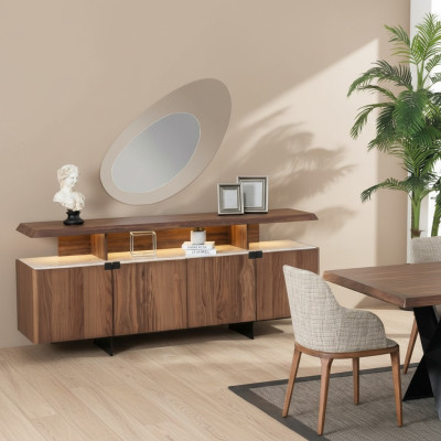 meuble de design en buffet commode 2 pièces en bois de luxe.