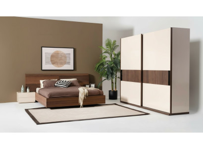 Ensemble de chambre à coucher 4 pièces Lit 2x Tables de chevet Armoire Armoire