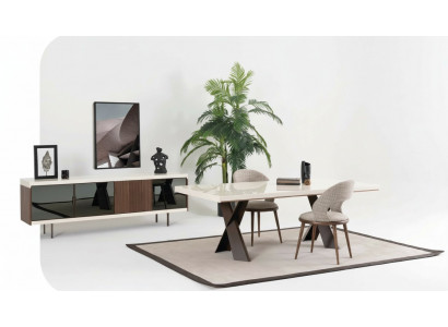 Table à manger 4x Chaises Buffet Groupe Salle à manger Suite 6pcs. Ensemble de meubles