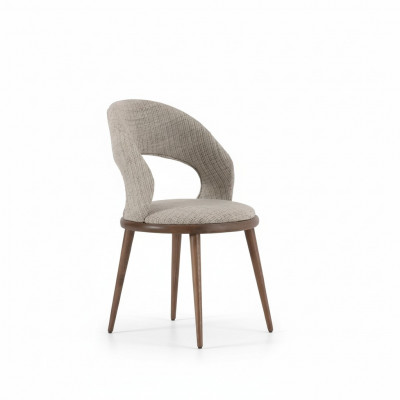 Chaise de salle à manger en bois Textile Luxe Rembourrage Mobilier Style Moderne gris