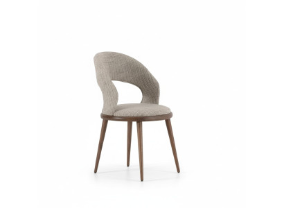 Chaise de salle à manger en bois Textile Luxe Rembourrage Mobilier Style Moderne gris