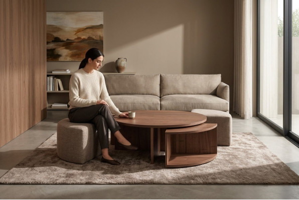 Table basse Table basse Salon brun design de luxe tables en bois table