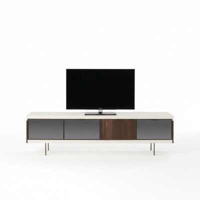 Meuble télé bas Étagère Buffet Meuble télé Design Luxueux Bois Blanc 225cm