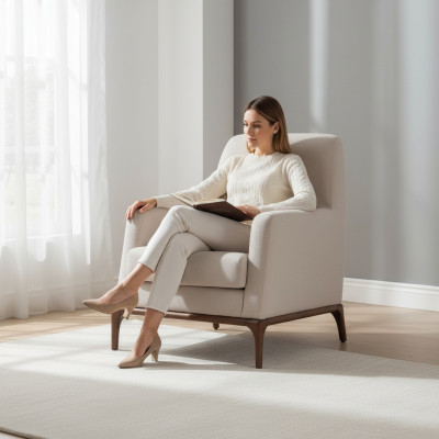 Canapé design Fauteuil Canapé Rembourrage en tissu de luxe 1 place gris nouvel