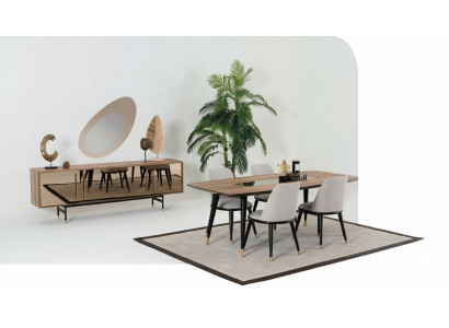 Salle à manger Ensemble Table 4x Chaises Buffet Miroir Suite Design neuf 7 pièces.