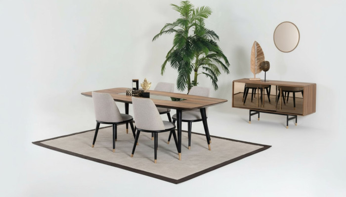 Table à manger 4 x chaises Ensemble de salle à manger Ensemble de table en bois 5 pièces. Groupe