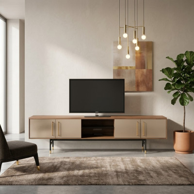 Lowboard Meuble TV Étagère Buffet marron Meuble TV Design Luxe Meuble en bois 260cm