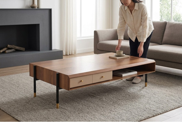 Table basse Salon Bois Luxe Design tables en bois neuves brun Table basse