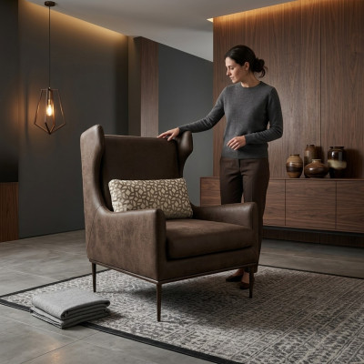 Fauteuil de salon style moderne Marron Luxe nouveau
