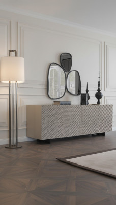 Salle de séjour Miroir Buffet Armoire Design élégant Luxe 2 pièces. Beige nouveau