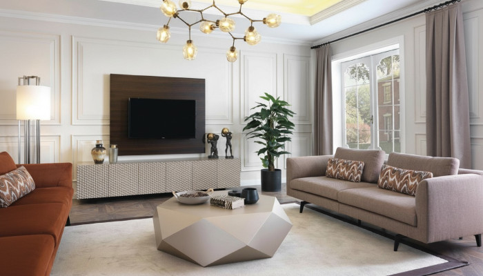 Meuble TV de luxe Meuble TV Buffet Table basse Mur TV 3 Pièces